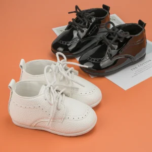 Meckior Leather Rubber Sole Anti-slip Baby Crib Shoes