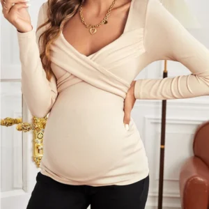 Long Sleeve Pullover V-Neck Plus Size Blouse