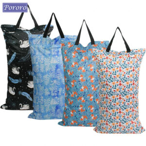40x70cm Large Hanging Two Zippered Waterproof Laundry Diaper Nappy Bags