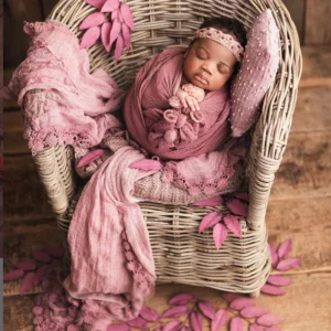 Newborn Soft Cotton Lace Frill Wrapped Blanket Swaddle