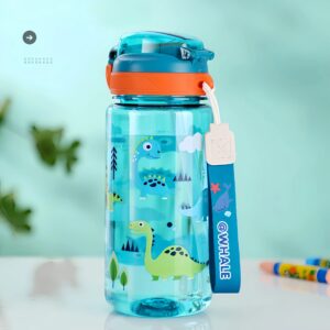 600ml Dinosaur Kids Water Sippy Cup With Silicone Straw Leakproof