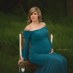 Off Shoulder Ruffles Maternity Mermaid Maxi Gown