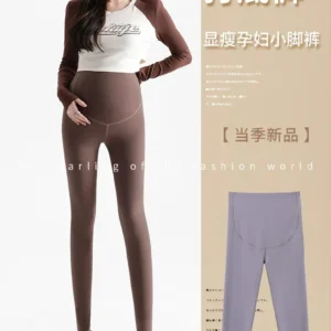 Seamless thin nylon waist support pencil shark maternity leggings