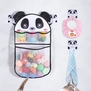 Cute Cartoon Transparent Multifunction Bath Toy Organizer Bag with 2pcs Hook