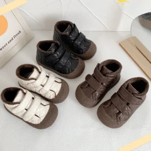 Thick Warm Plush PU Leather Lightweight Anti-slippery Infant Shoes
