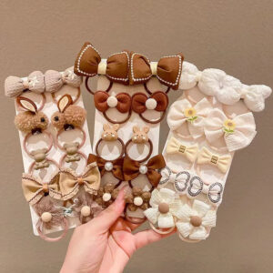 10Pcs Set Girls Cartoon Princess Flower Scrunchies