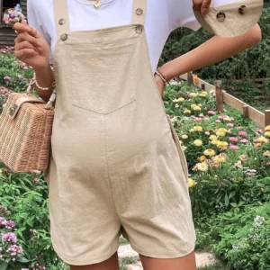 Maternity Jumpsuits Knee-length Plus Size Pregnant Woman Rompers Pregnancy Overalls Cotton Clothes Summer Fashion 2024 New