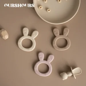 Soft Silicone Cartoon Rabbit Shape Sensory Teething Toys BPA Free