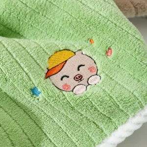 Gentle Baby Face and Hand Towel with Cartoon Embroidery Pattern