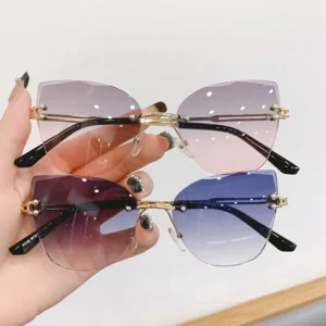 Vintage Rimless Lens Gradient UV400 Woman's Sunglasses