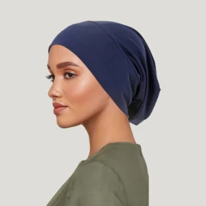 Navy Blue Women Muslim Inner Hijab Classic Turban Hats